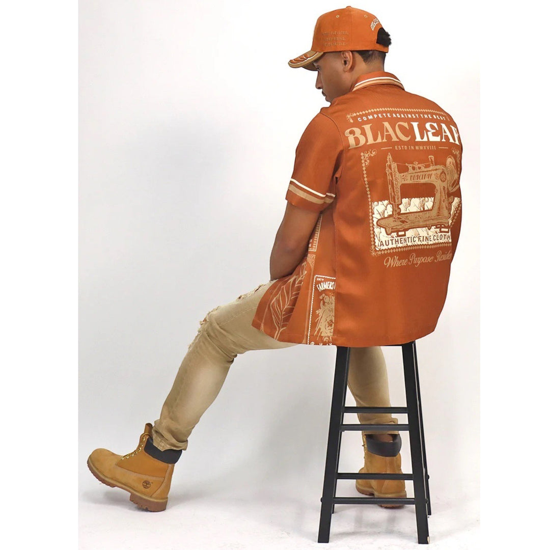 Blac leaf Trucker Hat & Where Purpose Resides Button Up Rust &  Denim Jeans Bundle