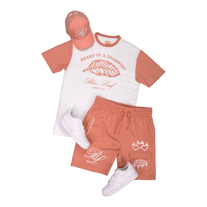 Blac Leaf Heart Of A Champion Salmon Shirt , Heart Of A Champion Salmon Shorts (HAT NOT INCLUDED)  Outfit Combo