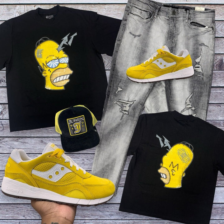 Risq Takers Homer Simpson Tshirt Blk/Ylw outfit combo