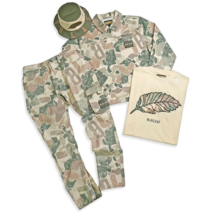 Blac Leaf Rooted In Purpose Camo Bucket Hat & Embracing Life Shirt & Rooted In Purpose Camo Jacket Olive Bundle