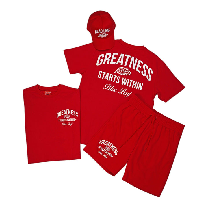 Blac Leaf Greatness Starts Within Trucker Hat, Greatness Starts Within Shirt, Greatness Starts Within Shorts  Outfit Combo