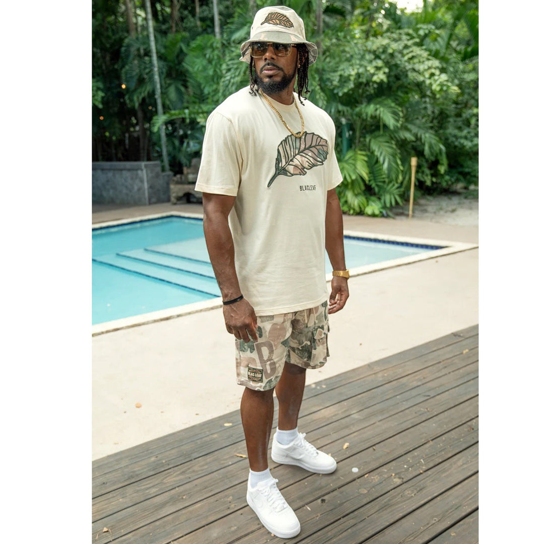 Blac Leaf Rooted In Purpose Camo Bucket Hat & Embracing Life Shirt & Root in Purpose Camo Short  Bundle