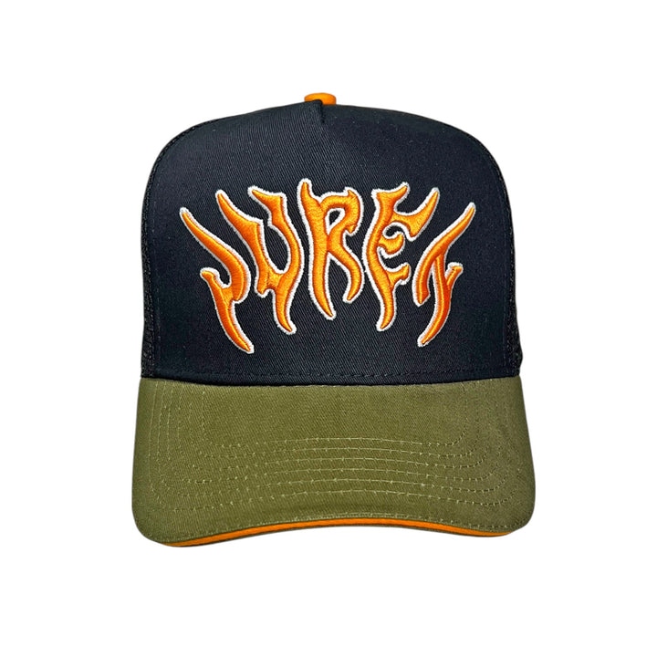 Juren Wolfpack Club Trucker Hat Black Olive ,Embrace The Unknown Tee Olive, Cold Blooded Shorts  Outfit Combo