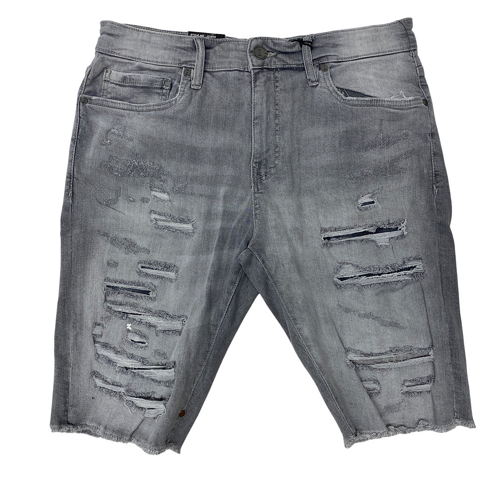 Jordan Craig Shredded Shorts Cement Wash