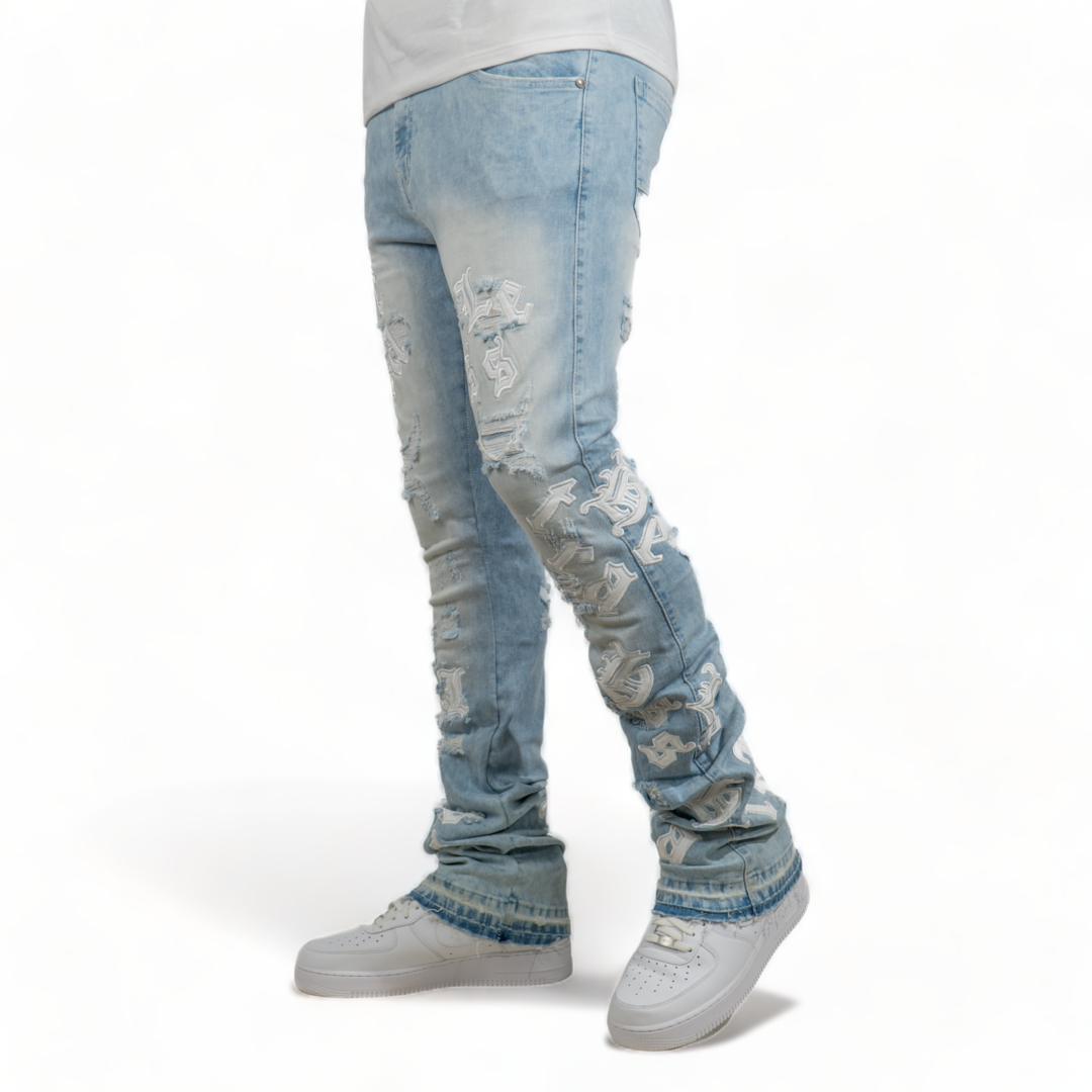 Focus Heartless Stacked Jeans Blue