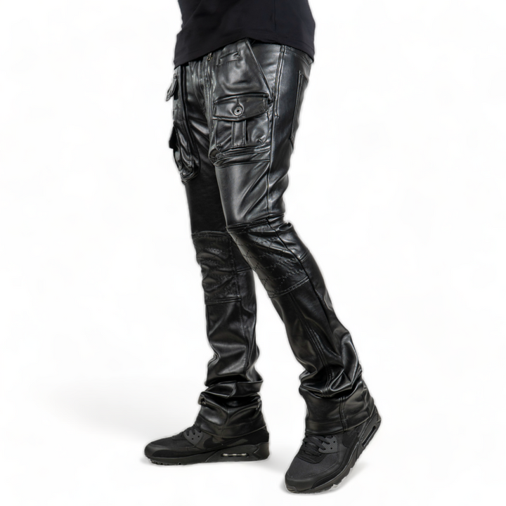 Motive Denim Vegan Leather Rider Pants Black