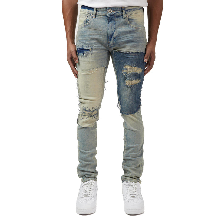M.Society Jeans with Rips & Repair Blue