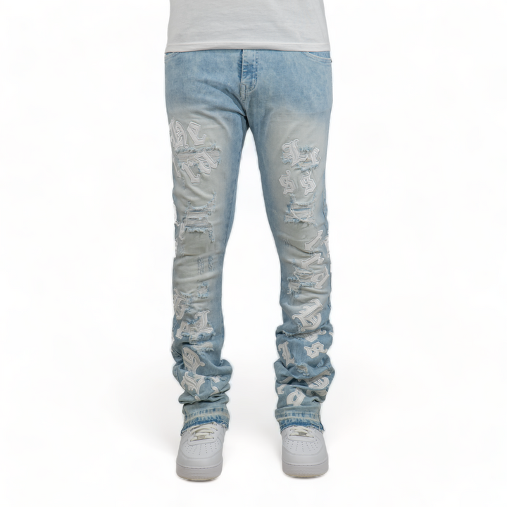 Focus Heartless Stacked Jeans Blue