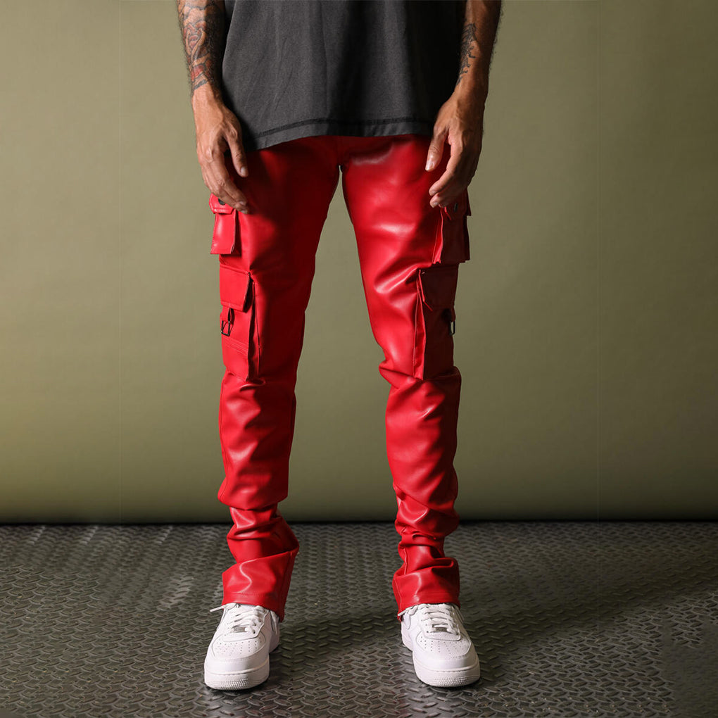 GFTD Virgo Red Faux Leather Pants