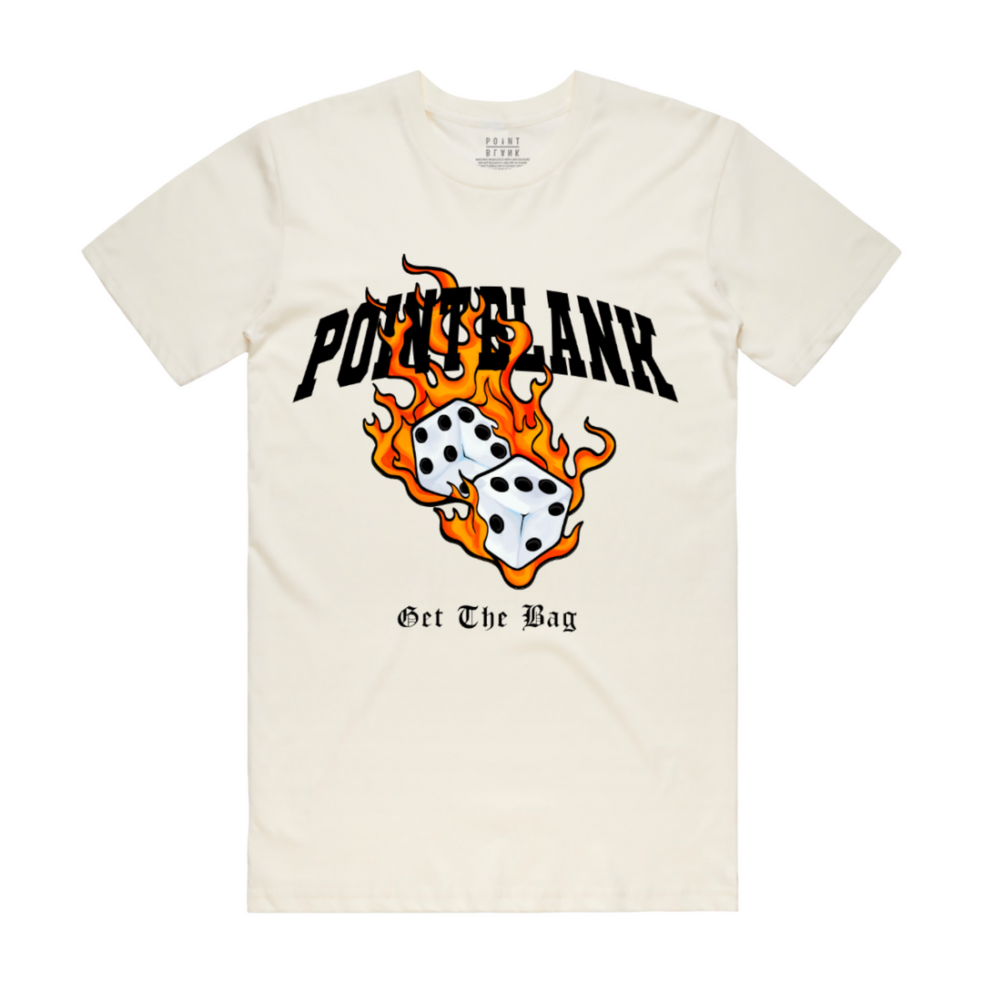 Point Blank Flaming Dice T-Shirt Natural