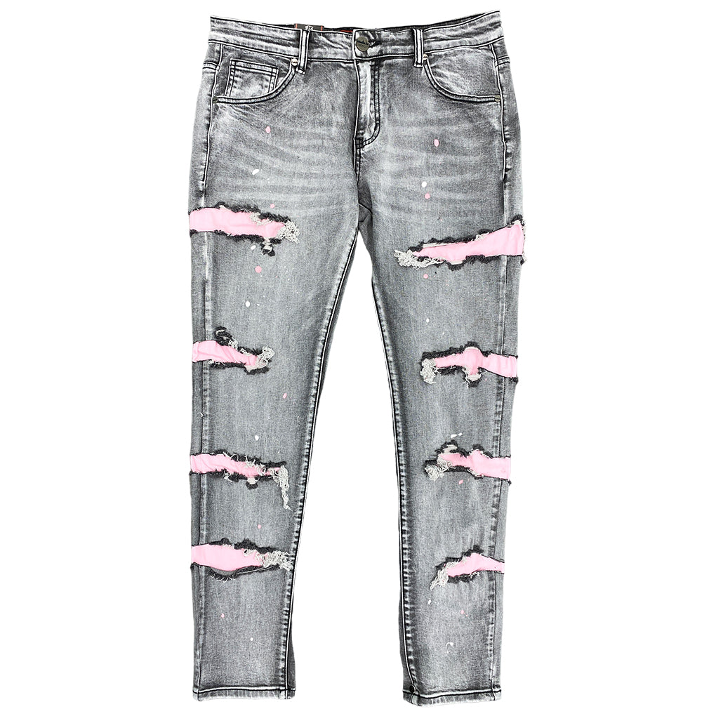 DenimiCity Zombie Ripped Jean Light Grey