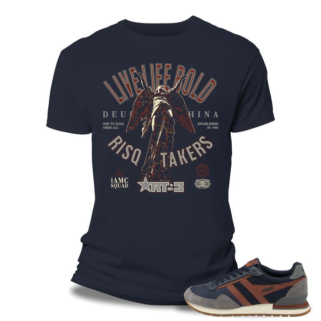 Risq Takers Live Life Bold Tee Navy